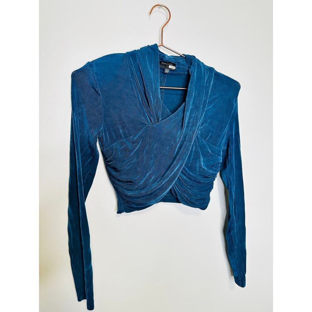 BARDOT Teal Crossover Wrapped Style Long Sleeve Wren Top Size Small - Picture 4 of 16